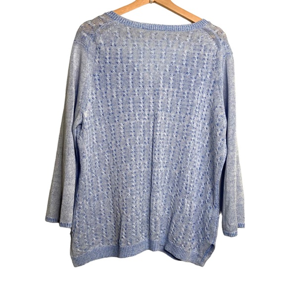Tommy Bahama Linen Cable Knit Side Slits Sweater Women’s Blue Size XL - Picture 2 of 11